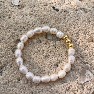 Freshwater Pearls and Gold Beaded Bracelet